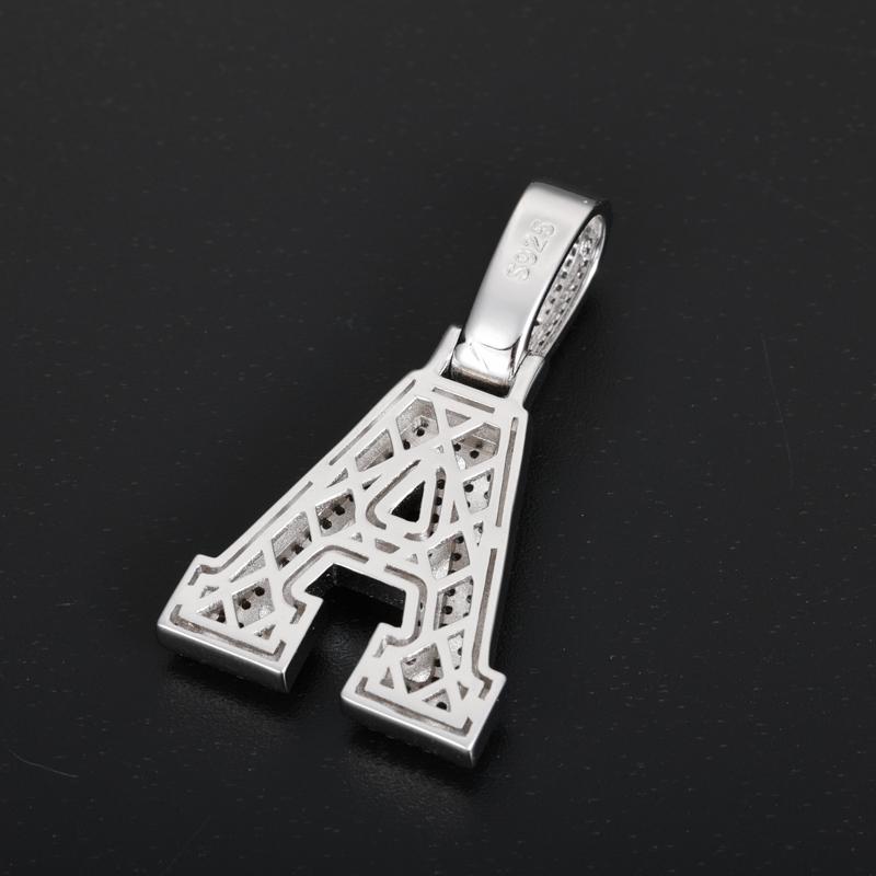【P351 livestream】UCCIYO 925 Sterling Silver Synthetic Moissanite A-Z 26 Alphabet Pendant Necklace for Men and Women Hip Hop Exquisite Jewelry Gift