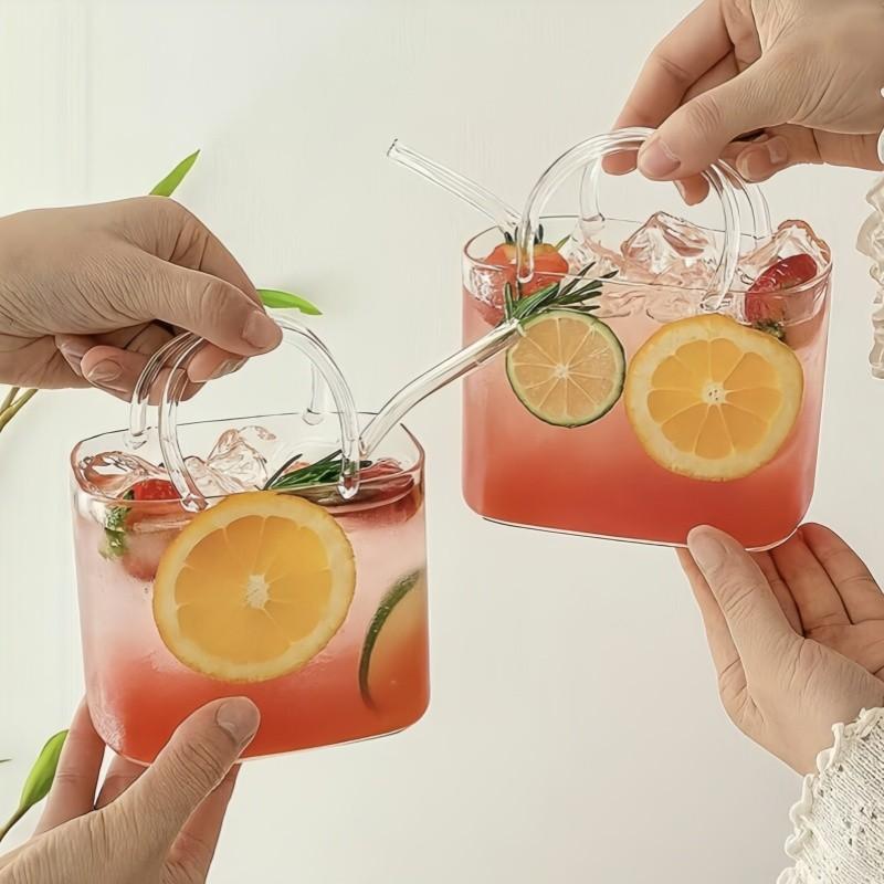 1/2/4 piece 26oz Creative Handbag Shaped Thick-Bottom Glass Cup, Food Grade Easy Clean Multi-Function Cup, 3-In-1 For Drink Fish Tank Vase, Party Birthday Christmas Gift For Women, Home Decor High-Appearance Cup