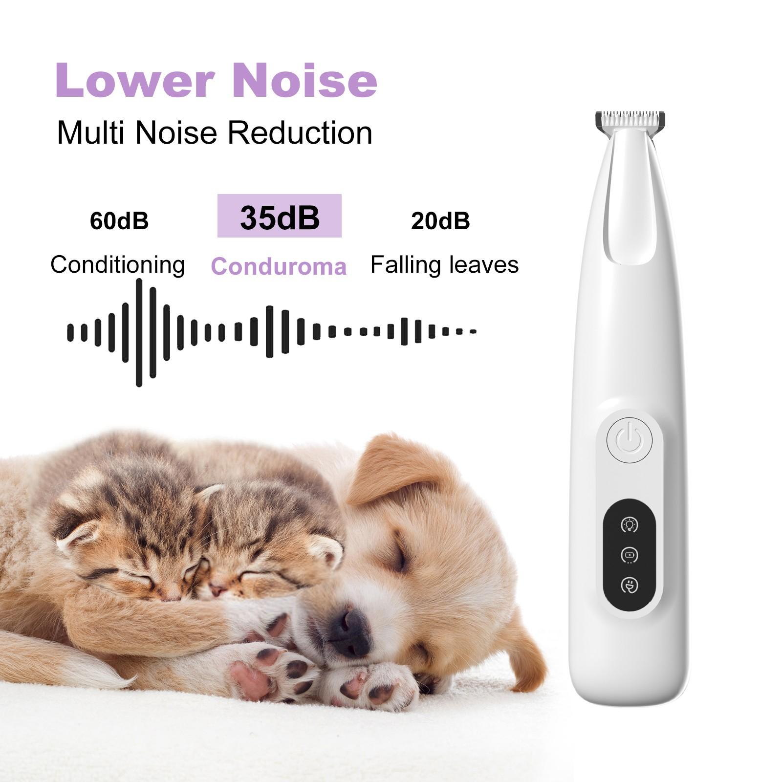 Pet Paw Trimmer with LED Light – Electric Dog & Cat Hair Clipper, 18mm Wide Blade, Low Noise Grooming Tool for Paws, Eyes, Ears, Face and Rump.