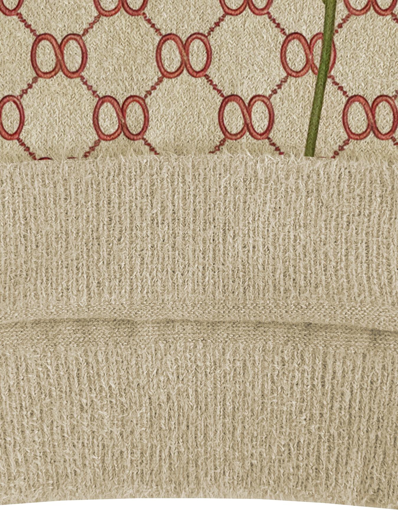 Women's Geometric Floral Print Stand Collar Sweater, Casual Long Sleeve Knitwear for Fall Winter, Comfortable Warm Daily Wear