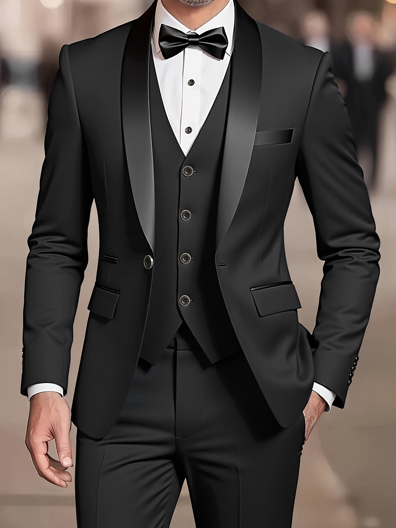High-quality Men's Business Classic Tuxedo Suit, Blazer & Vest & Suit Pants  Matching Set, Fashionable and Formal Wear for Work, Parties and Wedding,  Male Professional 3-Piece Suit Workwear - TikTok Shop