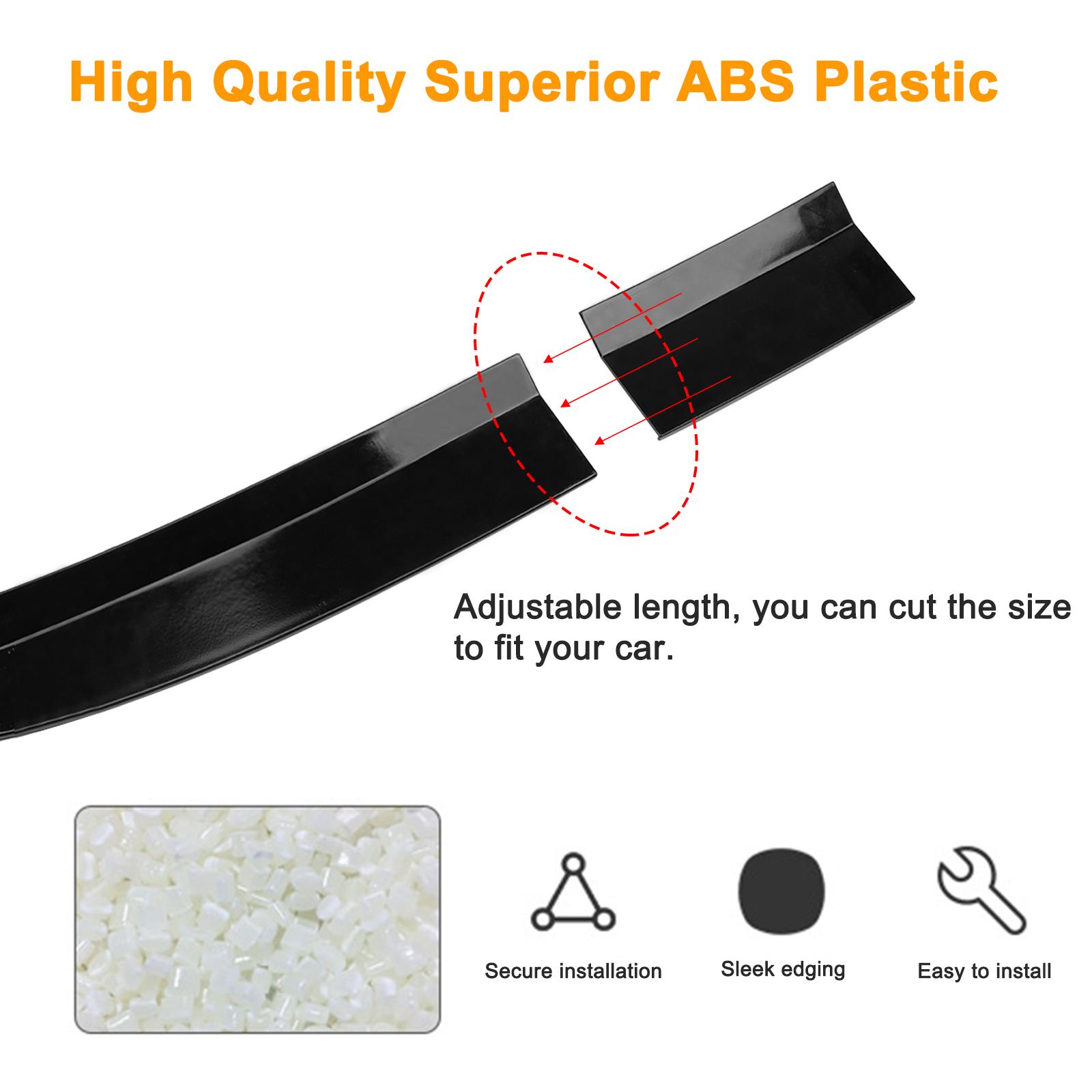 Universal Sporty Trunk Spoiler Lip Roof Tail Wing Length Adjustable 45.5" to 51.1" Trunk Wing Durable Material Tail Decoration Punch-Free Installation Fit for Car Sedan Glossy Black