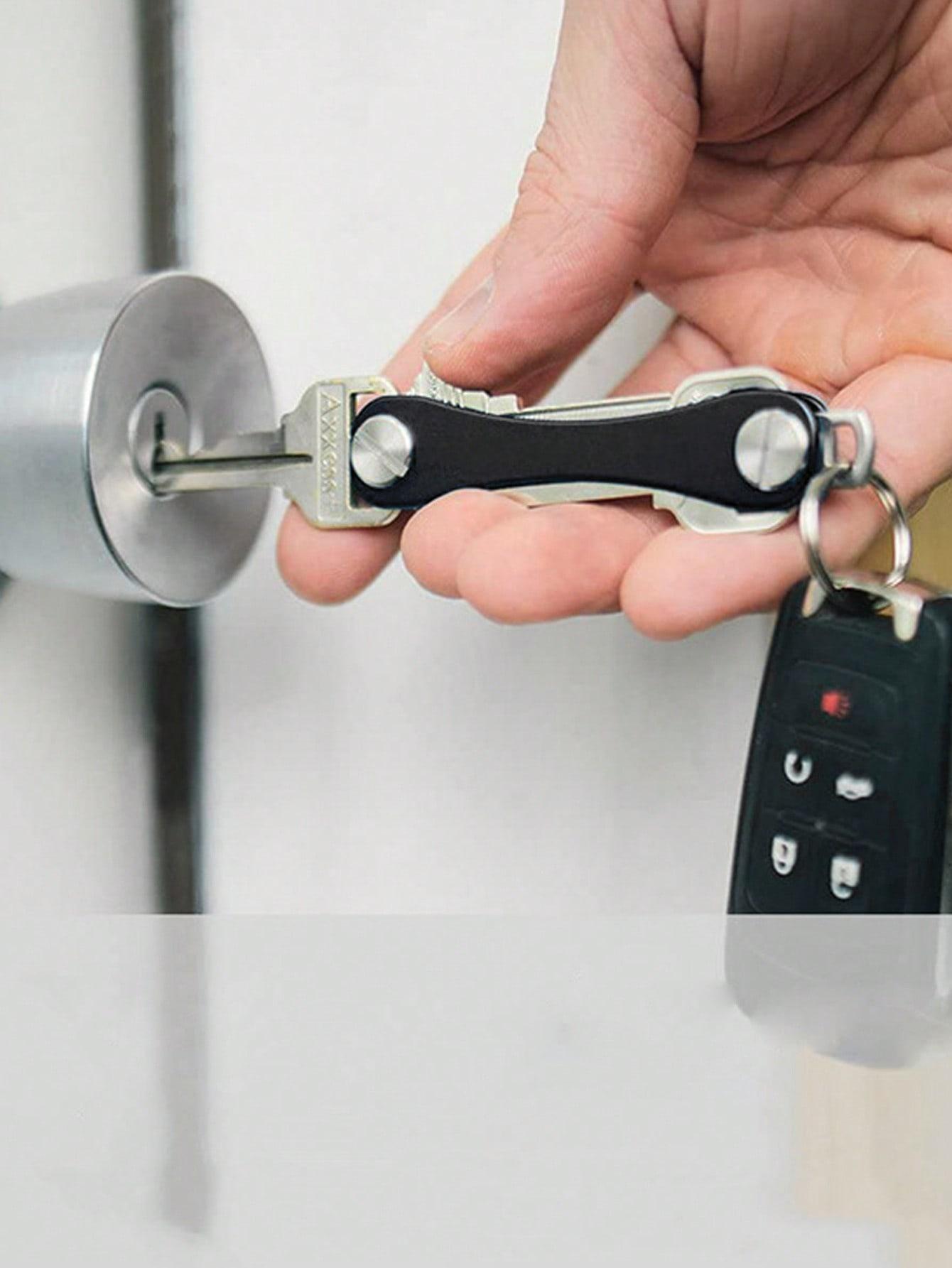 Car key bag | Leather keychain storage bag with chain and keyring | Smart key organizer wallet, suitable for car keys, home keys, office keys | Perfect gift for fathers, husbands, and men | Key collector, travel, daily use, pocket storage