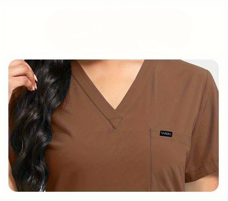 Daily Practical Work Clothes Set Solid Color Breathable Nursing Scrubs Women Uniforms Elasticity Pet Clinic Nurse Workwear Doctor Thin Uniform