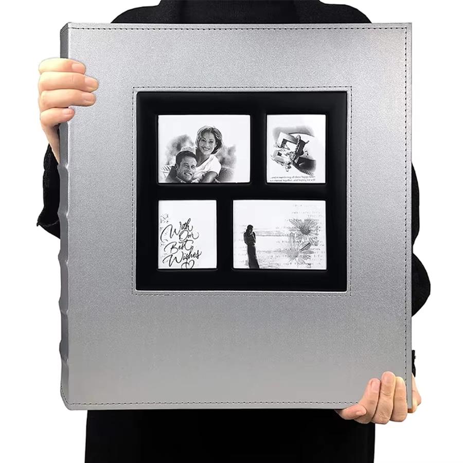 Photo Album 4x6 500 Photos Black Pages Leather Cover Wedding Family Photo Albums Holds 500 Horizontal and Vertical Photos