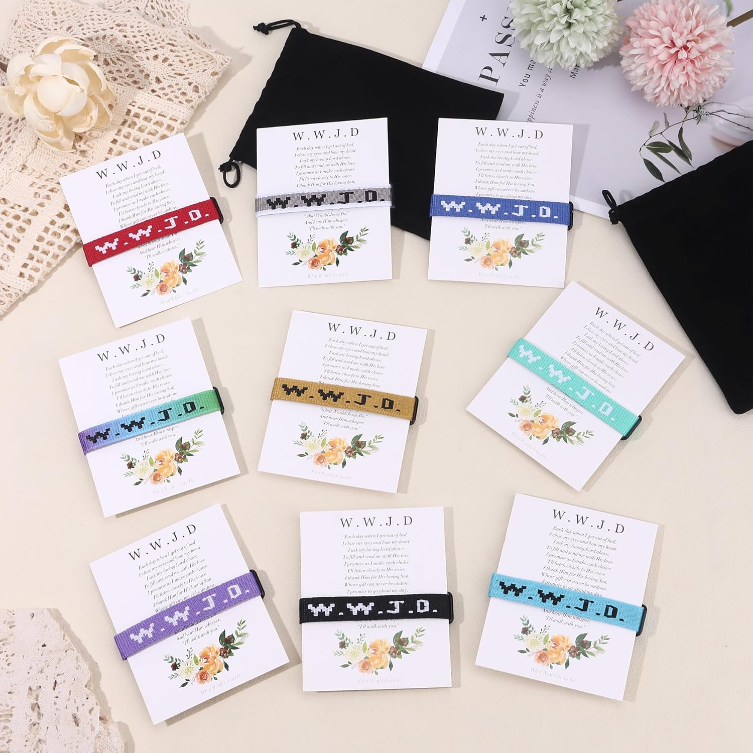 21 count WWJD Bracelets Pack Christian Gifts Adjustable Wristbands WWJD Bracelets Bulk What Would Do Bracelets with 21 Message Cards 21 count WWJD Bracelets Pack Christian Gifts Adjustable Wristbands WWJD Bracelets Bulk What Would Do Bracelets with 21 Message Cards