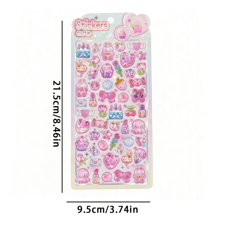 1PC Fresh Purple and Pink 3D Cute Animal Sticker Series, featuring a fresh and sweet style, suitable for laptops, water bottles, notebooks, cars, luggage, gift wrapping, party decorations, vinyl stickers, school supplies, and back-to-school supplies.