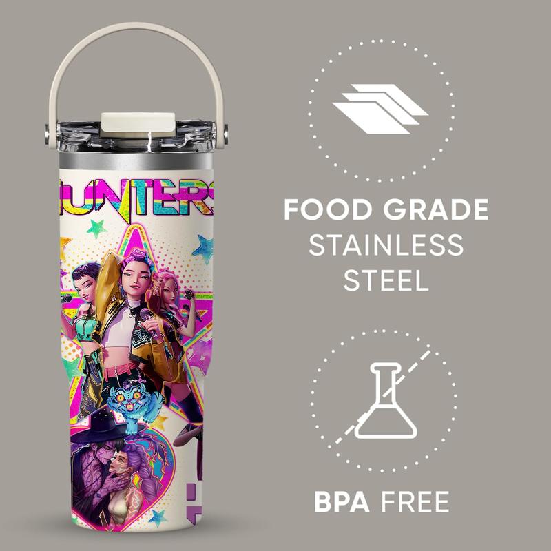 1 Pc 30oz insulated mug, double wall stainless steel vacuum cup, skinny leak-proof thermal mug, keeps hot 12 h/cold 24 h, colorful anime concert idol theme, stylish and durable,  travel tumbler, holiday birthday Christmas gift for women men friends