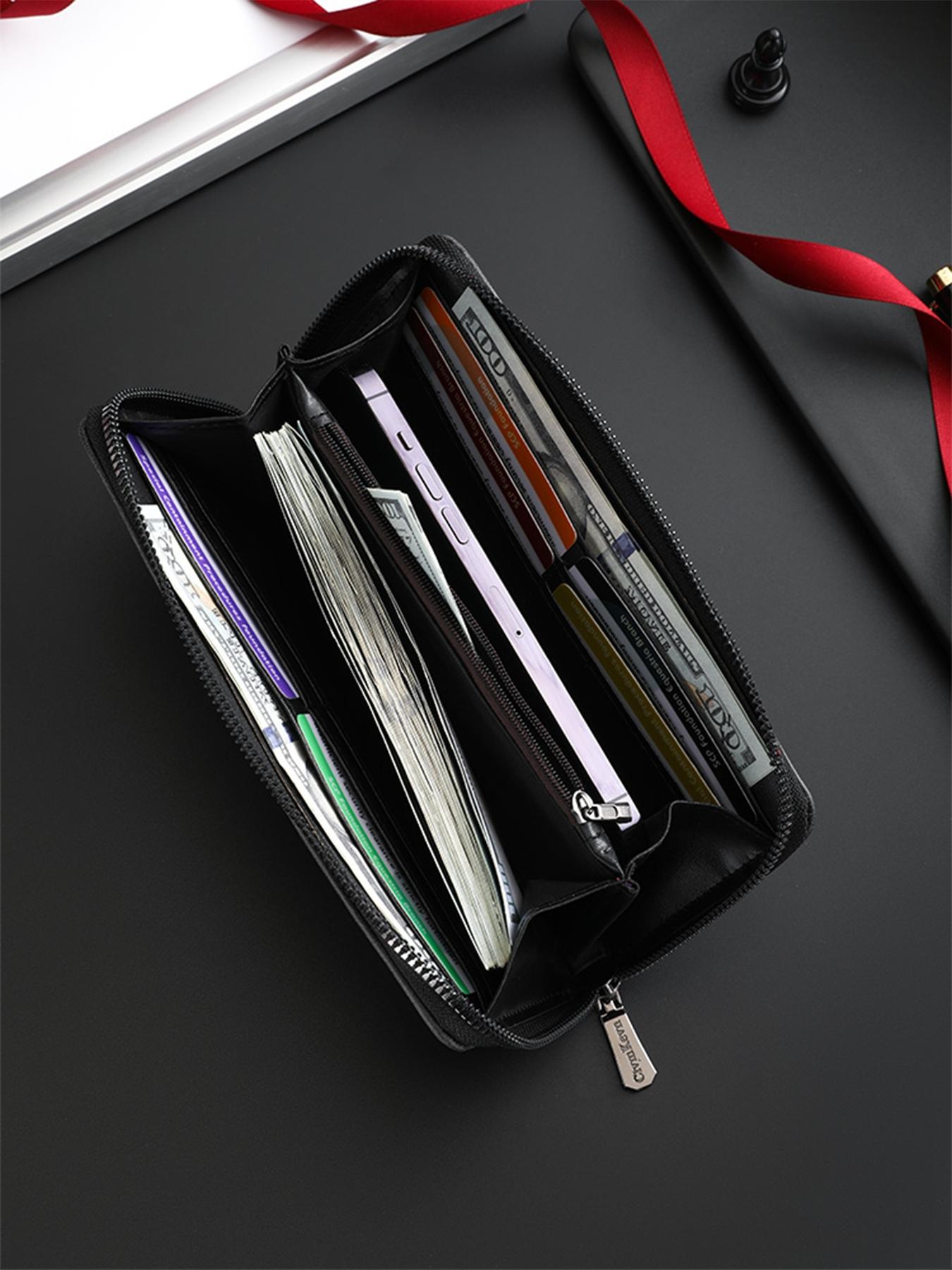 Men's Business Solid Color Long Wallet, Fashionable Zipper Wallet for Daily Used, Casual Trendy Versatile High-quality Daily Wallet, Business Wallets