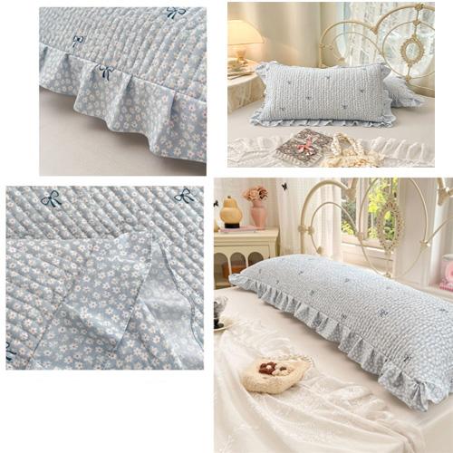 1pc Floral Pillowcase, Quilted Edge Design, Thickened Comfort, Breathable, Suitable for All Seasons, Bedding Accessory