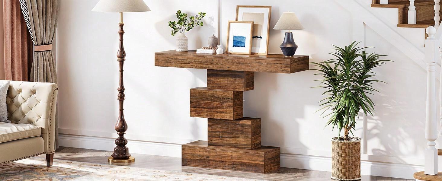 42.5-Inch Modern Console Table, Narrow Wood Entryway Table Accent Table For Living Room, Hallway, Entrance