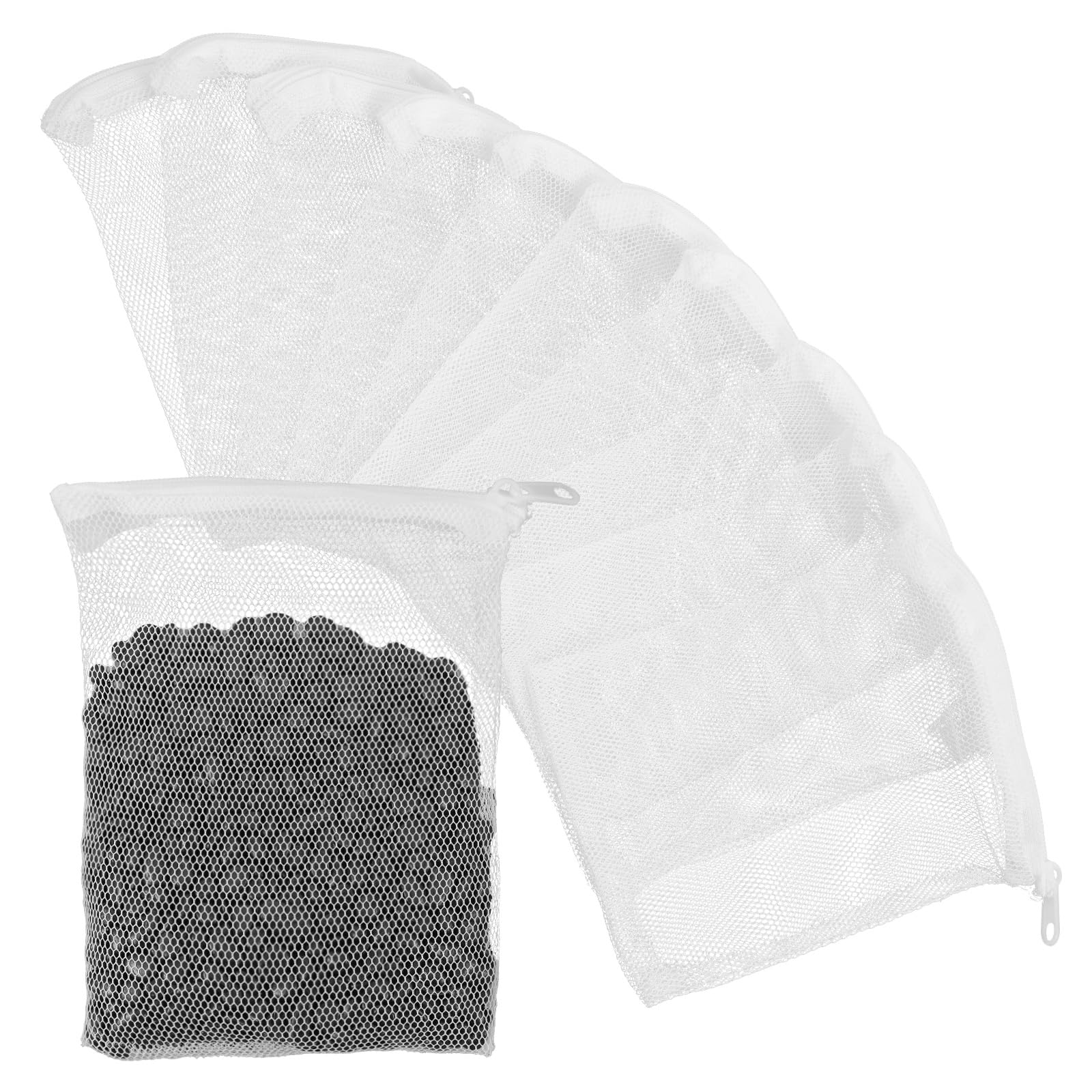 10 PCS Aquarium Filter Media Bags, Reusable Mesh Bags Aquarium Substrate, Aquarium Media Bag, Filter Media Bag, Aquarium Filter Media Bags with Zipper for Fish Tank Filter, Not Included Activated Carbon, Biospheres Ceramic Rings(5.9Inchesx7.8Inches)