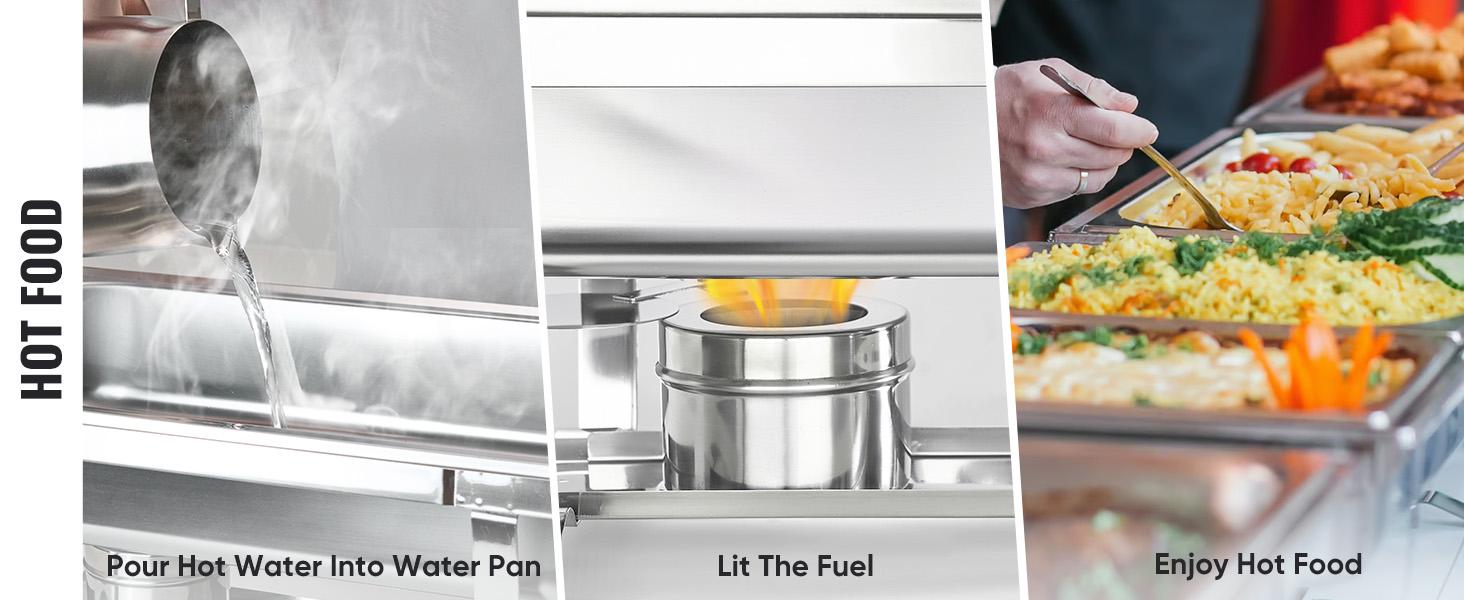 Kerilyn 4 Packs 9QT Chafing Dishes for Buffet Set, Rectangular Stainless Steel Food Warmer Sets with Lids, Food Pans, Water Pan and Fuel Holders for Restaurant Catering Parties Weddings Serving Food Warmer & Chafers Servers Sets