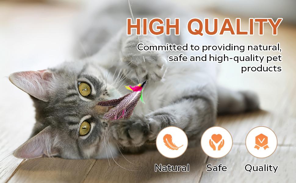 【TikTokShopBlackFriday】Cat Wand Toys ,Set Interactive Cat Toys - Retractable Wand Toy and Feather Toys Refills for Indoor Cats to Chase and Exercise, Cat Feather Toys for Play Chase Exercise with Kitten