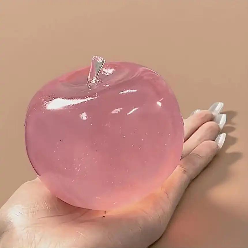 Crystal Apple Figurine, Soft, Ultra-Thin Skin, Stress Relief Toy, Touch Sensory Toy, Office Desk Decor, Non-Edible Gift, Decorative Figurines