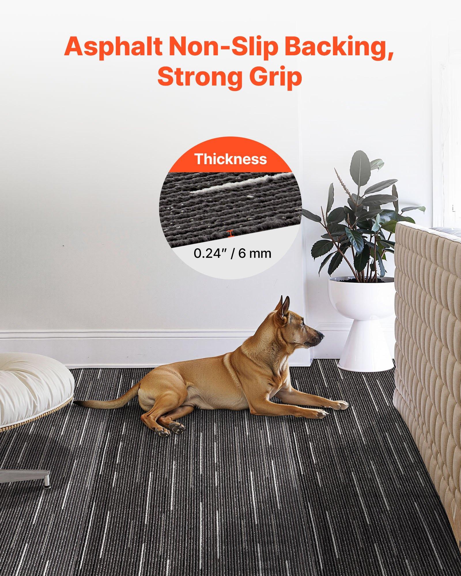 VEVOR Pet-Friendly Reusable Polypropylene Modular Carpet Tiles, 24x24 in, 24pcs Pack (96 sq.ft), Soft Padded, Seamless Installation, Portable Commercial Office Indoor Flooring, Stylish DIY Gray Squares, Modular Squares