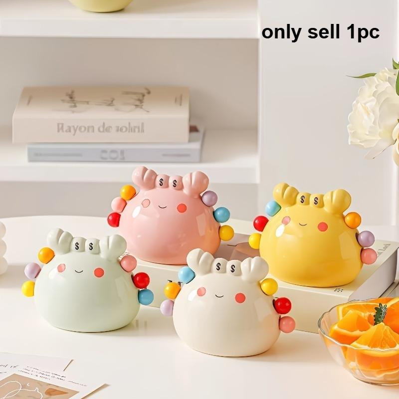 1 piece set, fruit fork box with 6-fork ceramic crab storage tank, stainless steel dessert fruit fork, portable dessert tableware.