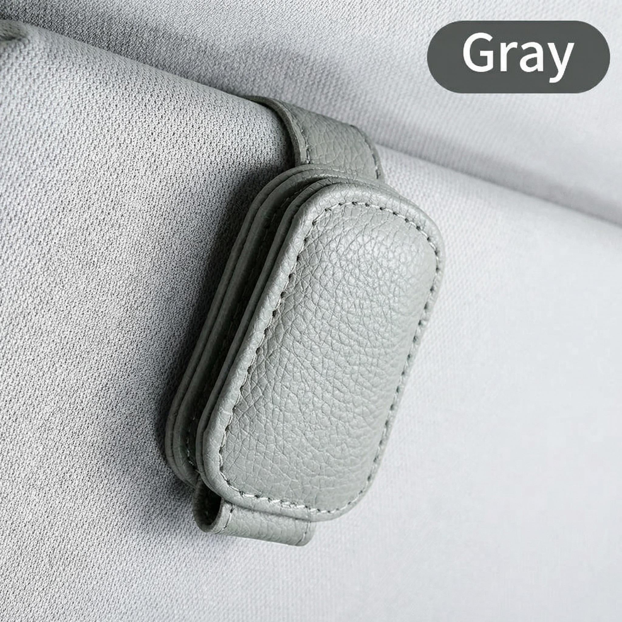 3pcs Car Sunshade Sunglass Holder Clips, Leather Multifunctional Car Sunglasses Rack, Essential Automotive Accessory for Drivers