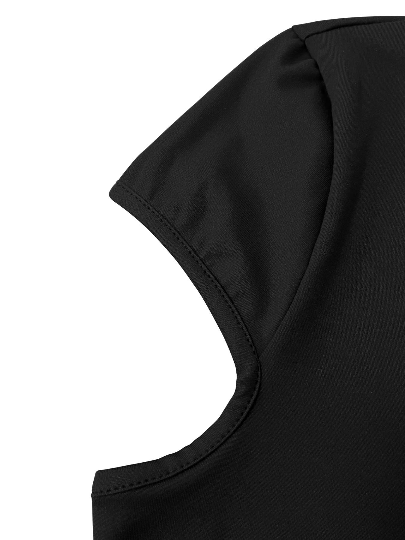 Women's short-sleeved pleated slim-fit solid casual dress, perfect for dates, parties, clubs, and commuting, Womenswear