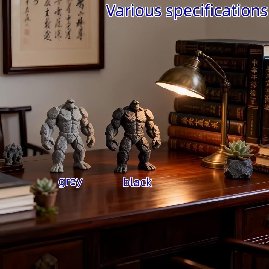 3D printed stone-textured gorilla statue, a modern minimalist decorative ornament, available in black/grey styles, perfect for home, office desk, or bookshelf accents. An ideal birthday/anniversary/party/halloween/christmas gift for gorilla enthusiasts an
