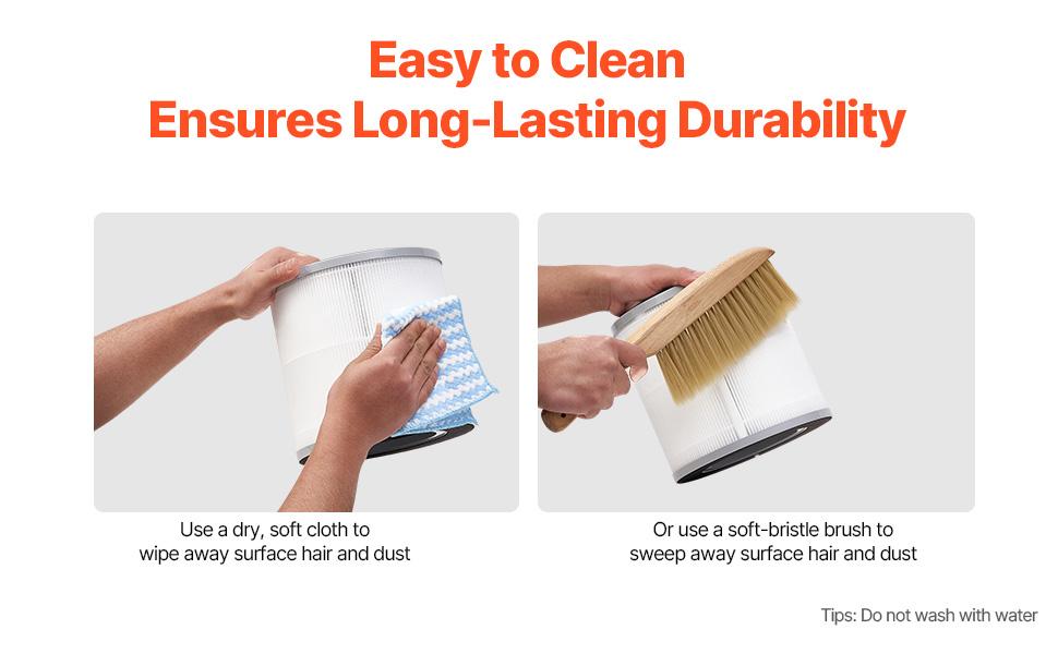 VEVOR Air Purifier Replacement Filter, H13, 3-in-1 Compact Lightweight Replacement Filter with PP Pre-Filter, Easy-to-Grab Purifier Filter with Activated Carbon, Fit for Cylindrical Purifier