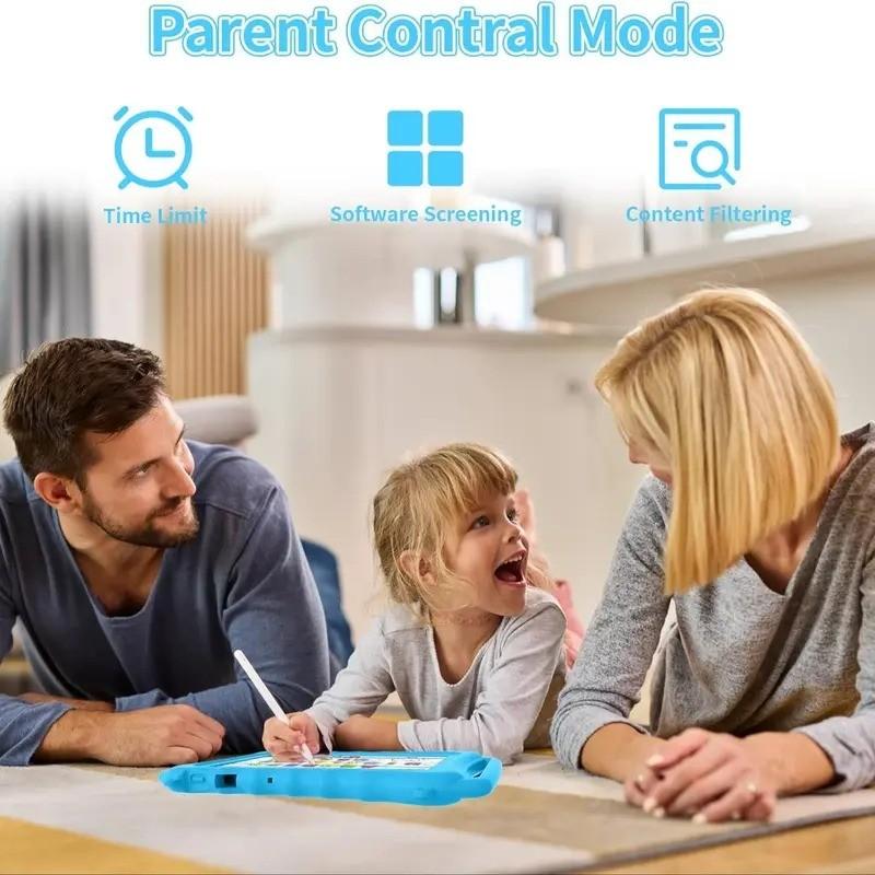 7 Inch Kids Touchscreen Tablet PC Android System Dual Camera WiFi Bluetooth-compatible Shockproof Case Perfect Holiday Gift for Ages 3 and Up