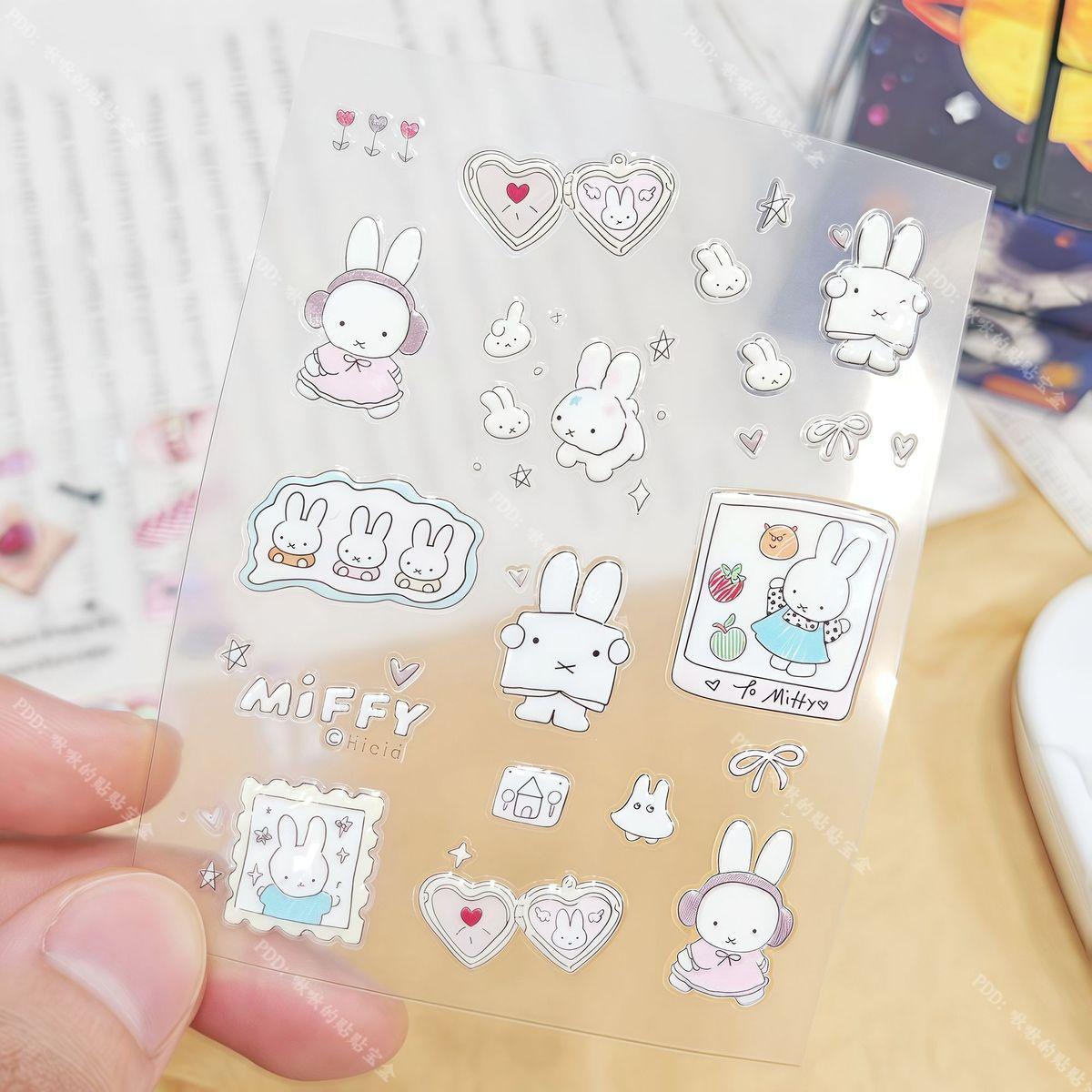 Cute Miffy 3D Nail Stickers Kawaii Glass Camera Nail Stickers Decoration Anime Printing Stickers Holiday Surprise Gifts