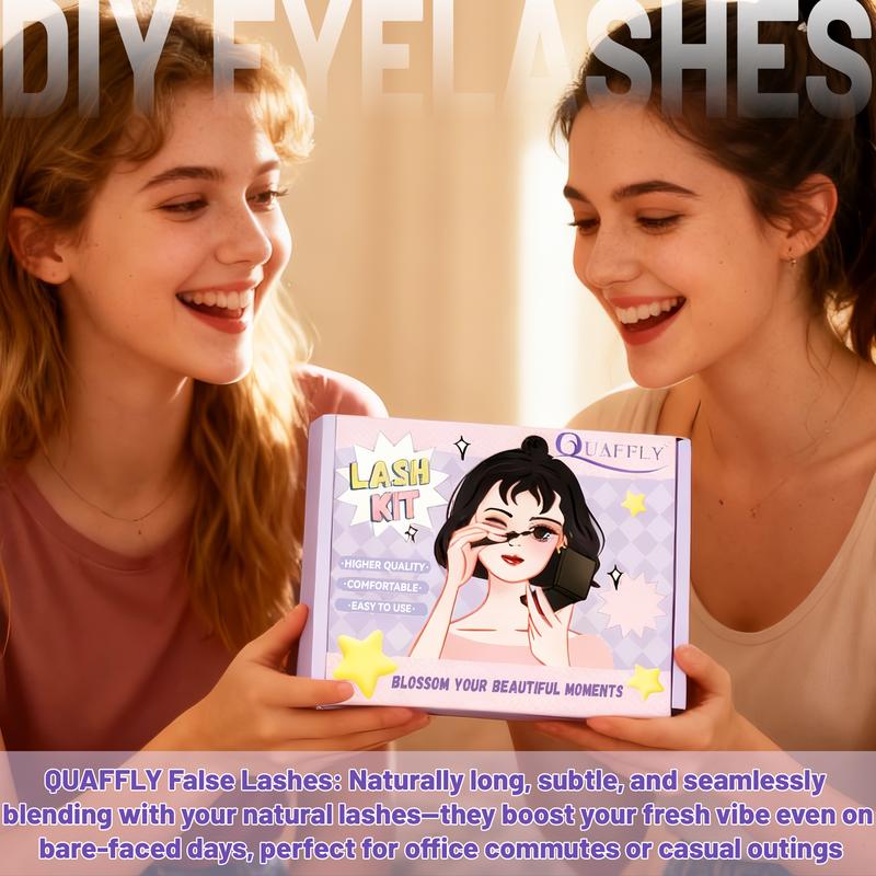 Lash Clusters Kit 1018 Pcs Eyelashes Clusters Extensions Kit 8-18mm Individual Lashes Fluffy Volume False Eyelashes With Bond Seal*2 Remover Tweezers Brush*10 For DIY Lash Extensions Eyelash Glue Extension