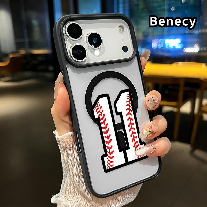 Baseball - Number Eleven Pattern Magnetic Phone Case for iPhone 17 16  Pro Max Plus 15 14 13 12 11 Air E  Non-Yellowing Shockproof Soft Silicone Transparent Acrylic Supports Wireless Charging Cover