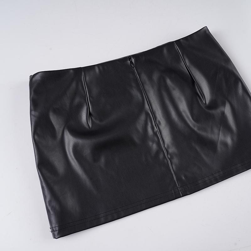 Women's PU Leather Belted Mini Skirt, Adjustable Skirt, Low Rise Skirt, Low Waist Street Style Fashion, Sexy Tight-Fitting Half Skirt for Women, Womenswear
