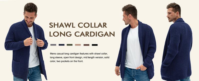 Runcati Mens Shawl Collar Long Cardigan Casual Knit Open Front Sweater Fall Winter Thermal Cardigan Sweater Runcati Mens Shawl Collar Long Cardigan Casual Knit Open Front Sweater Fall Winter Thermal Cardigan Sweater