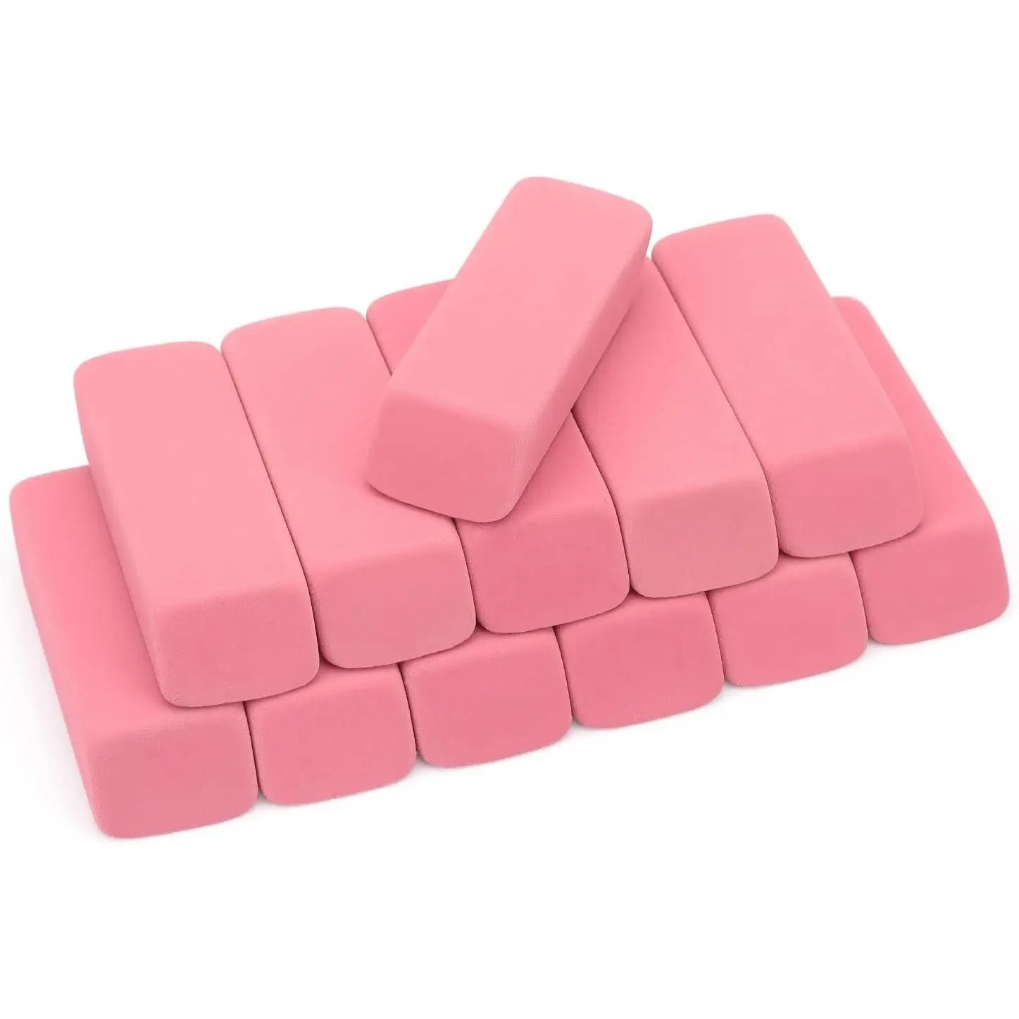 Large Erasers, Pink, Pack of 12 | Pencil Erasers for Drawing, Artist Eraser