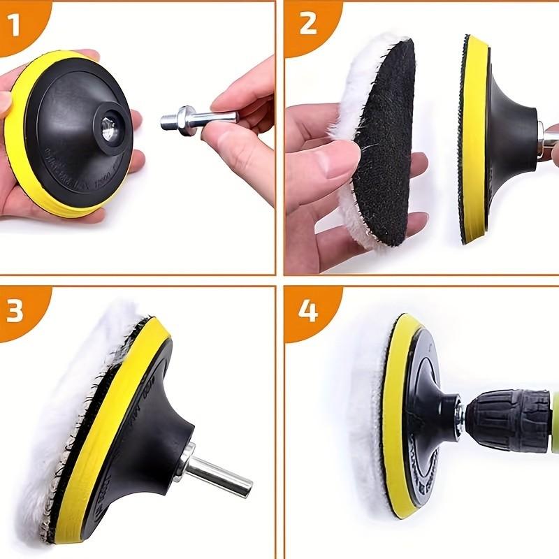 5pcs Set of Car Polishing Pads Designed for Drills - Including 3'' or 4'' Buffing Pads, Backing Plates and Adapter, Fit for Sanding, Polishing and Waxing Pads