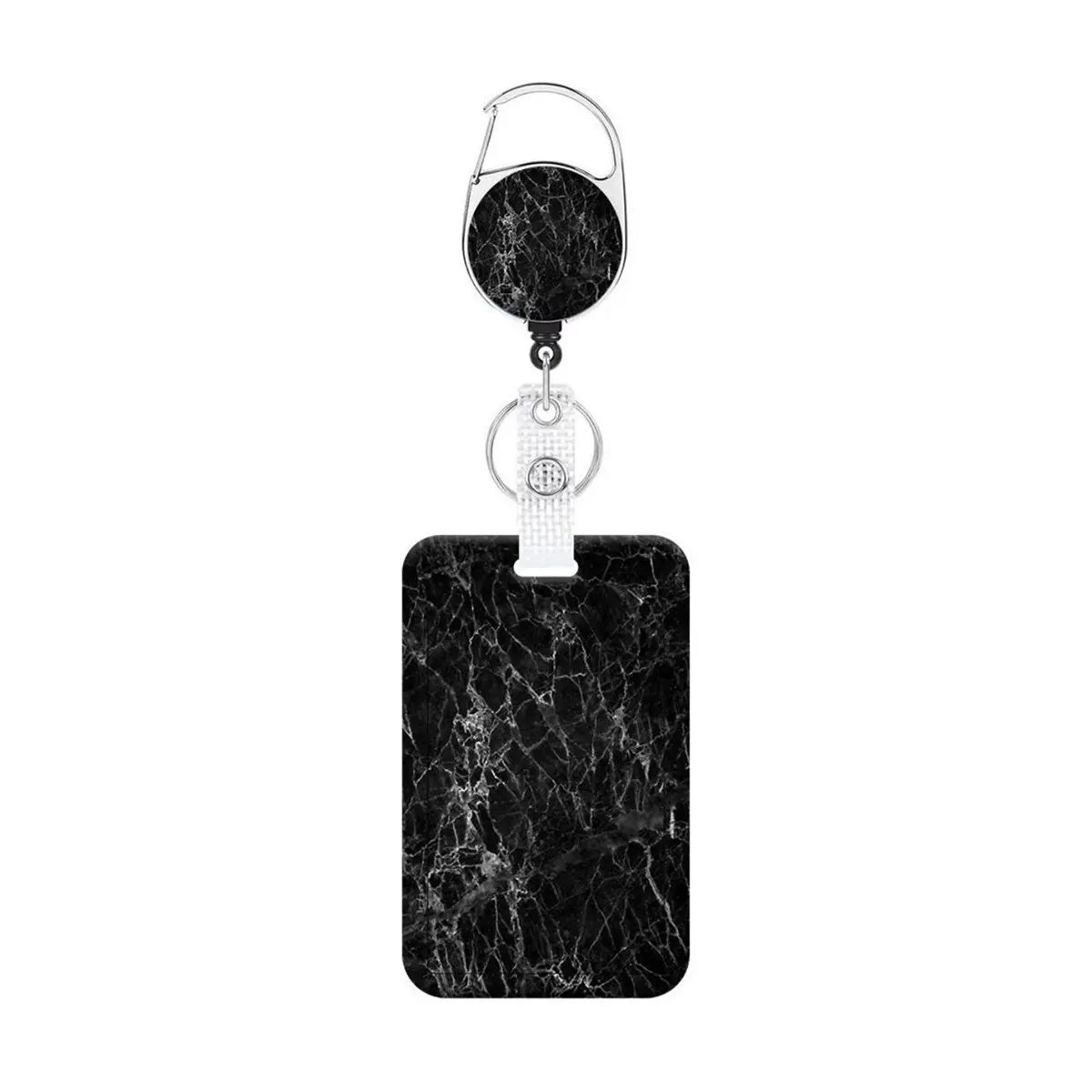 Marble ID Holder Set with Badge Clip, Adjustable Name Tag Holder, Business Card Protector, Office Gift for Nurses Teachers