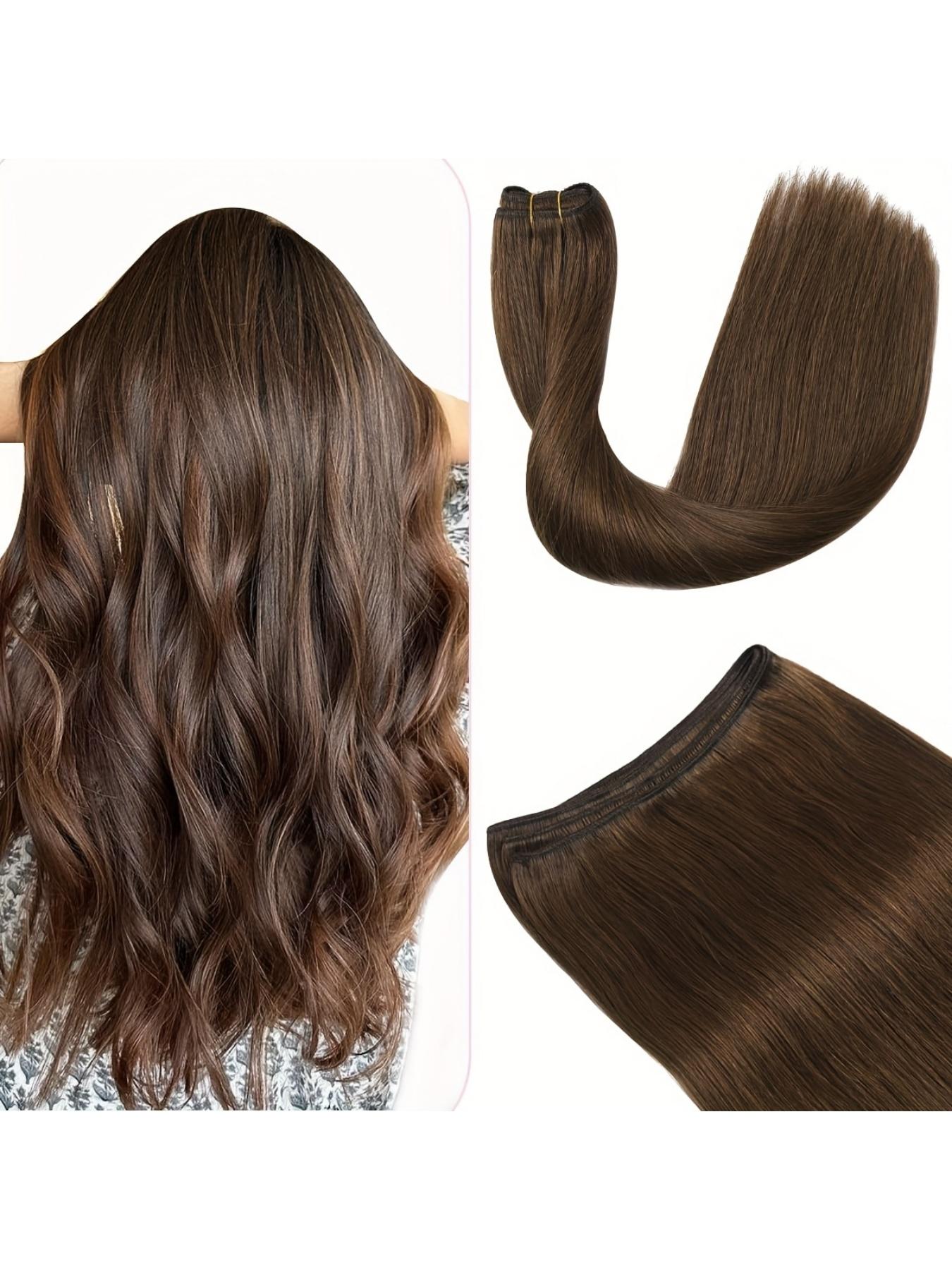 Natural Human Hair Weft Sew in Hair Bundles, Real Machine Made, Invisible Extension, 50g/bundle, for Women & Girls, All Occasions