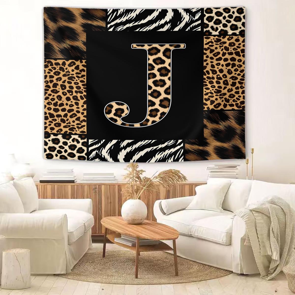 Animal Print Monogram Wall Tapestry, Leopard Zebra Tiger Initial Wall Hanging for Bedroom Dorm, Home Decor Gift for Animal Lovers Animal Print Monogram Wall Tapestry, Leopard Zebra Tiger Initial Wall Hanging for Bedroom Dorm, Home Decor Gift for Anim