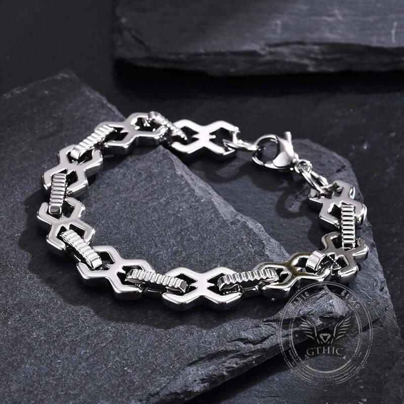 GTHIC Punk Versatile Stainless Steel Patchwork Bracelet for Men Women Statement Jewelry Daily Wear