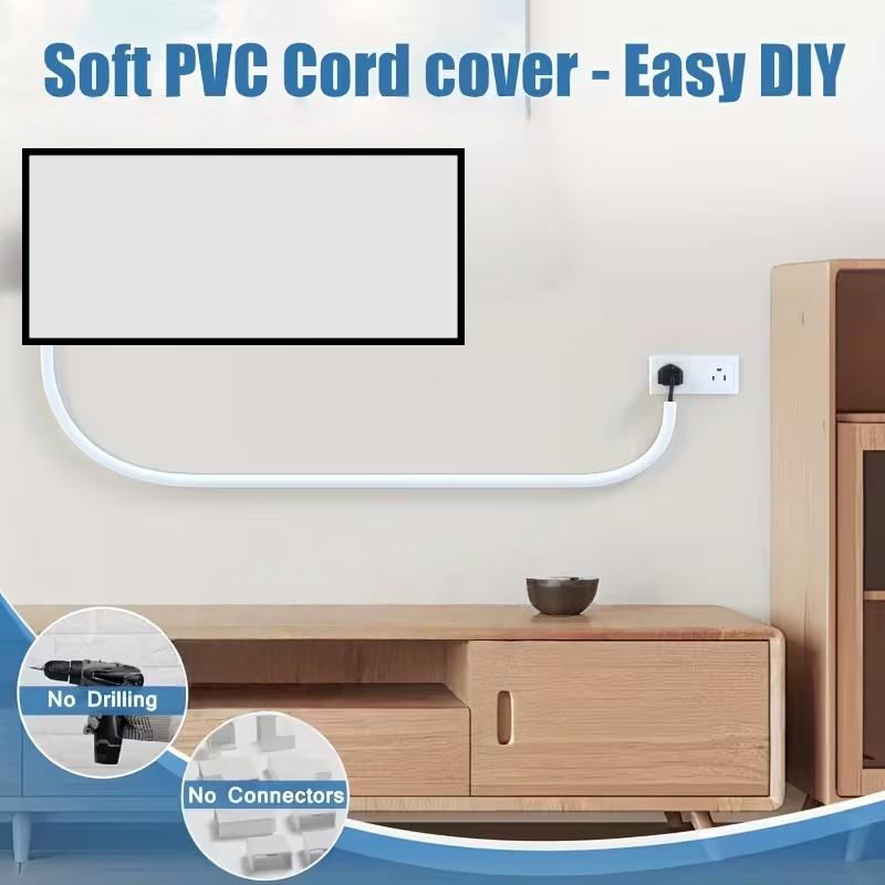 1pc of Self-Adhesive White Cable Cover- Available in Lengths of 1meters, 2meters. This Half-Round Wire Protector Is Designed for Mini Flexible Cables, Made from PVC Material, Conceals Cords And Helps Prevent Tripping Hazards