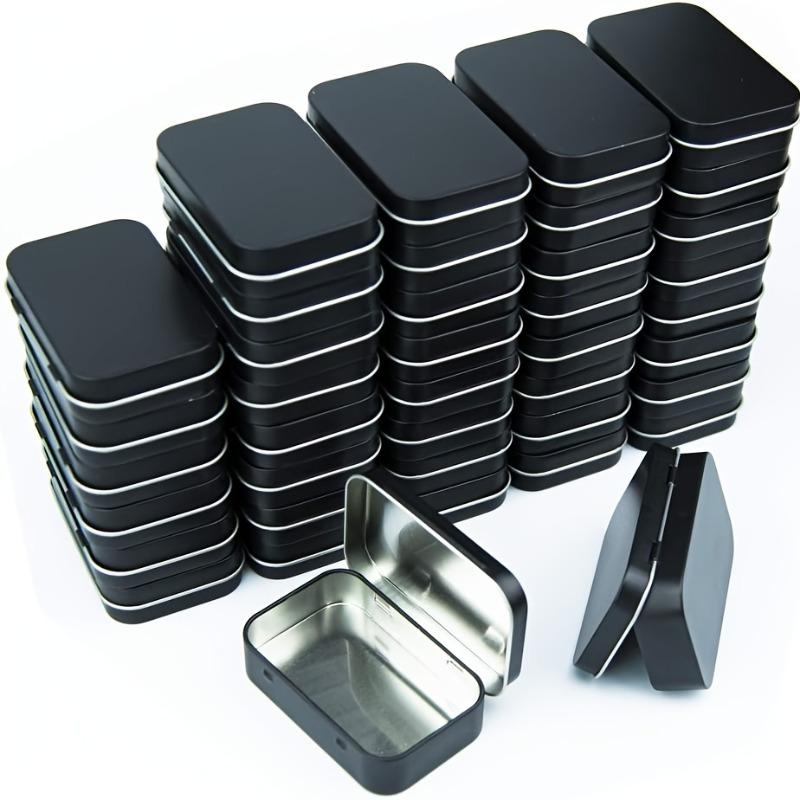 12pcs Metal Rectangular Storage Tin Box, Mini Portable Empty Hinged Tin, Small Storage Container & Home Organizer, For Storage Drawing Pin Candies Jewelry Crafts, Home Organizer, Durable Metal Box