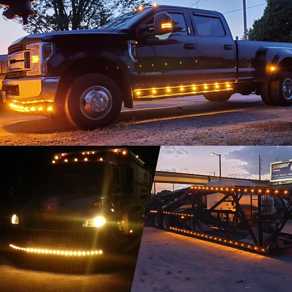 20X 3/4" Round Amber LED Side Marker Light With Stailness Base for Truck Trailer