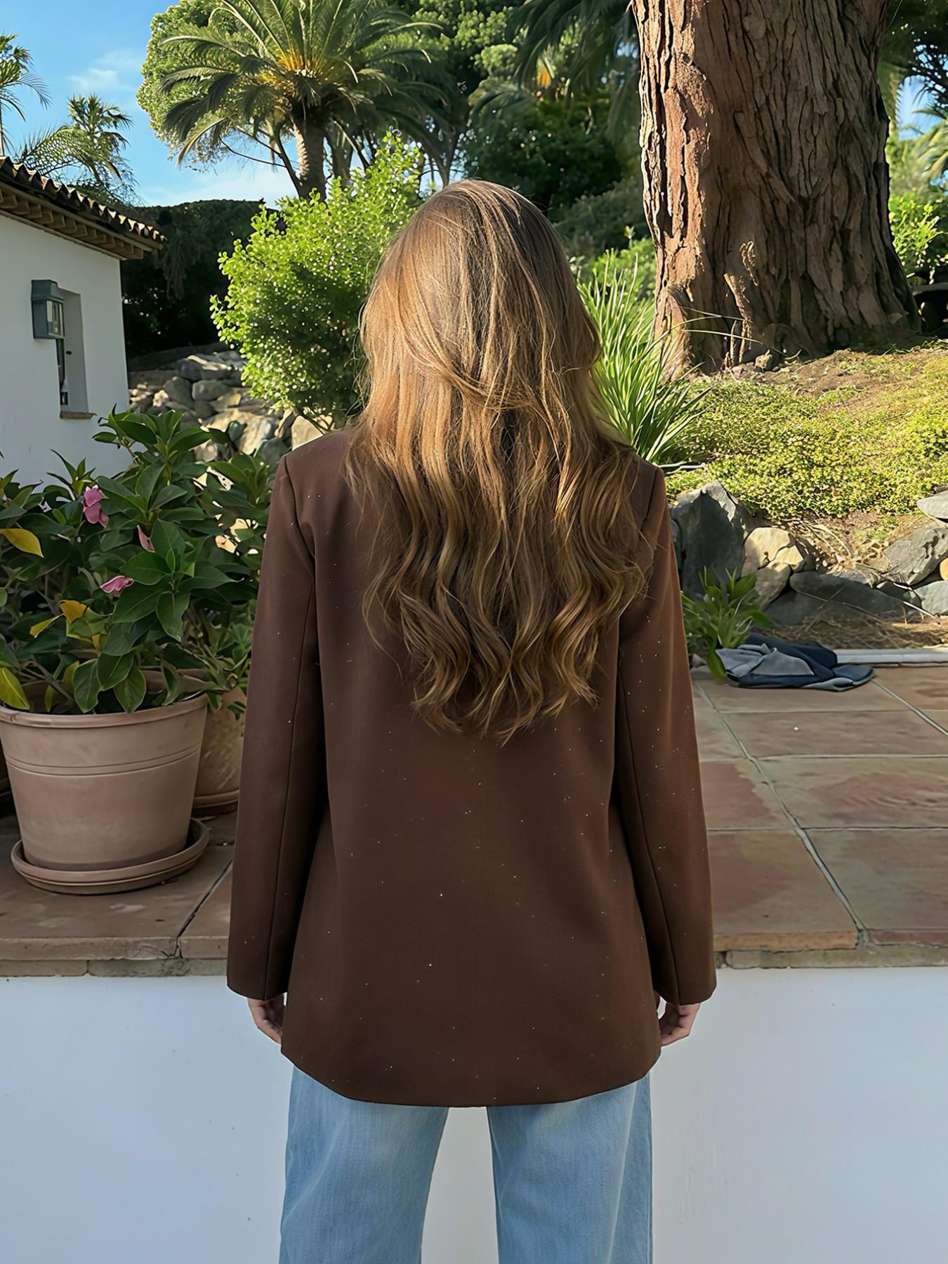 Women's Oversize Lapel Commuter Jacket, Embossed Elegant Loose Fit Design, Spring New Collection, Perfect for Daily Wear