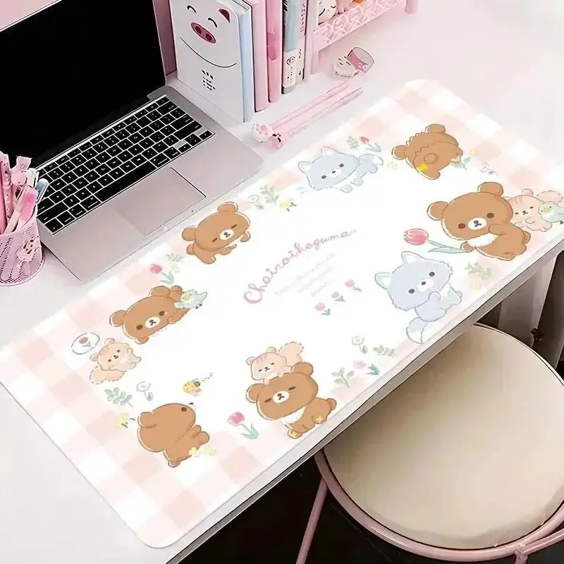 Rilakkuma Kawaii Anime Anti-Scratch Mouse Pad, Large Extended Desk Mat with Smooth Rubber Surface, Anti-Slip Base for PC Office and Gaming Setup, Ideal Gift for Computer Accessories Enthusiasts