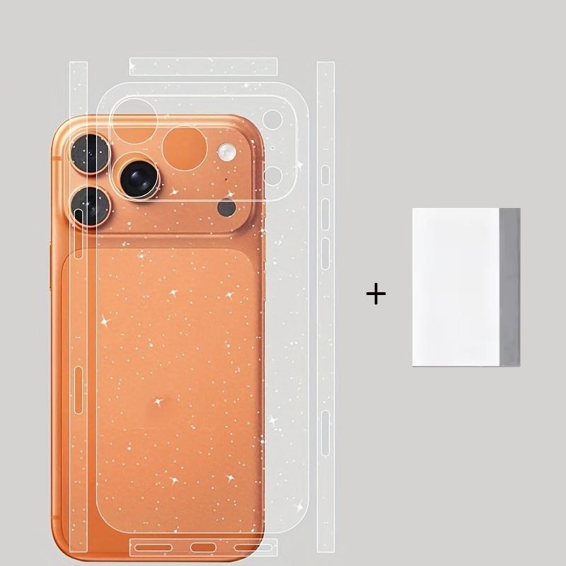 2-Pack Glitter Dot Design Back Screen Protector + Side Sticker Film for iPhone 17 Pro Max/17 Pro, Transparent Sparkle Back Screen Protection Accessories