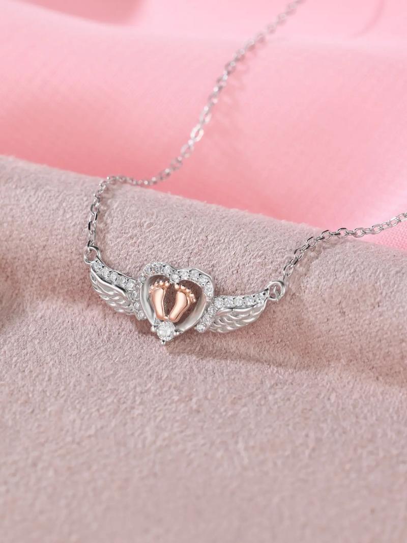 S925 Sterling Silver Wing & Footprint Design Bracelet, Elegant Women's Bracelet, Pretty Bracelet, Fashion Jewelry Accessories for Women & Girls As Gift