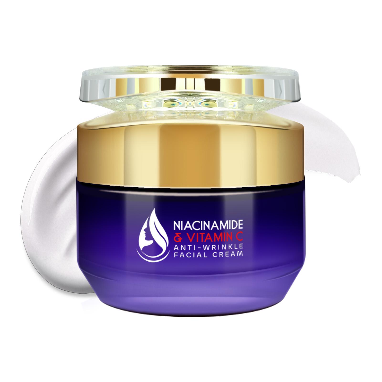 Vitamin C Niacinamide Wrinkle Cream, Gentle Skin Care, Fades Fine Lines, Brightens Skin Tone, Hyaluronic Acid, Long-Lasting Moisture, 50g