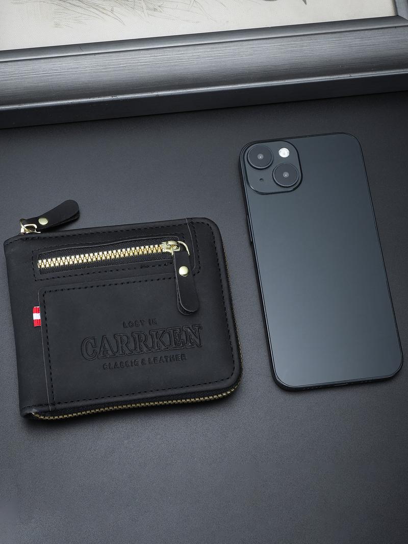 Men's Business Fashion Zipper Short Wallet, Multi Card Slot Card Holder, Multifunctional PU Leather Wallet, Casual Trendy Versatile High-quality Daily Wallet for Men, Credit Card Holder