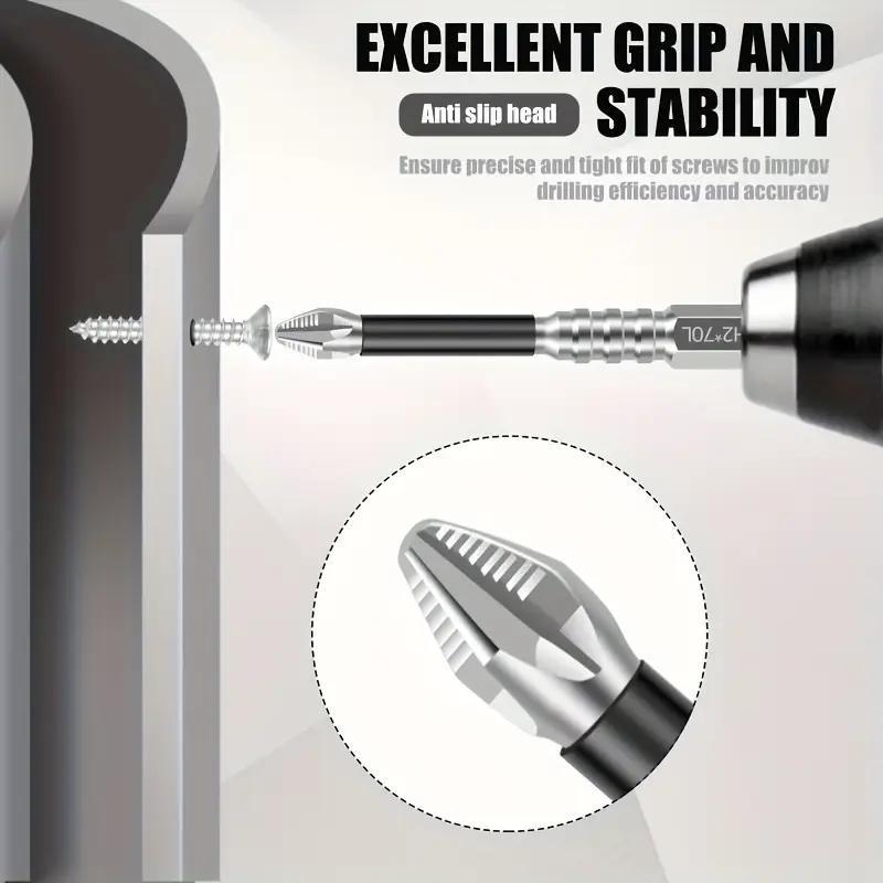 5pcs Magnetic Screwdriver Set, Steel Shockproof Cross Head, Anti-Impact Non-Slip Hex Shank, Strong Magnet Tip, Durable Tool Kit