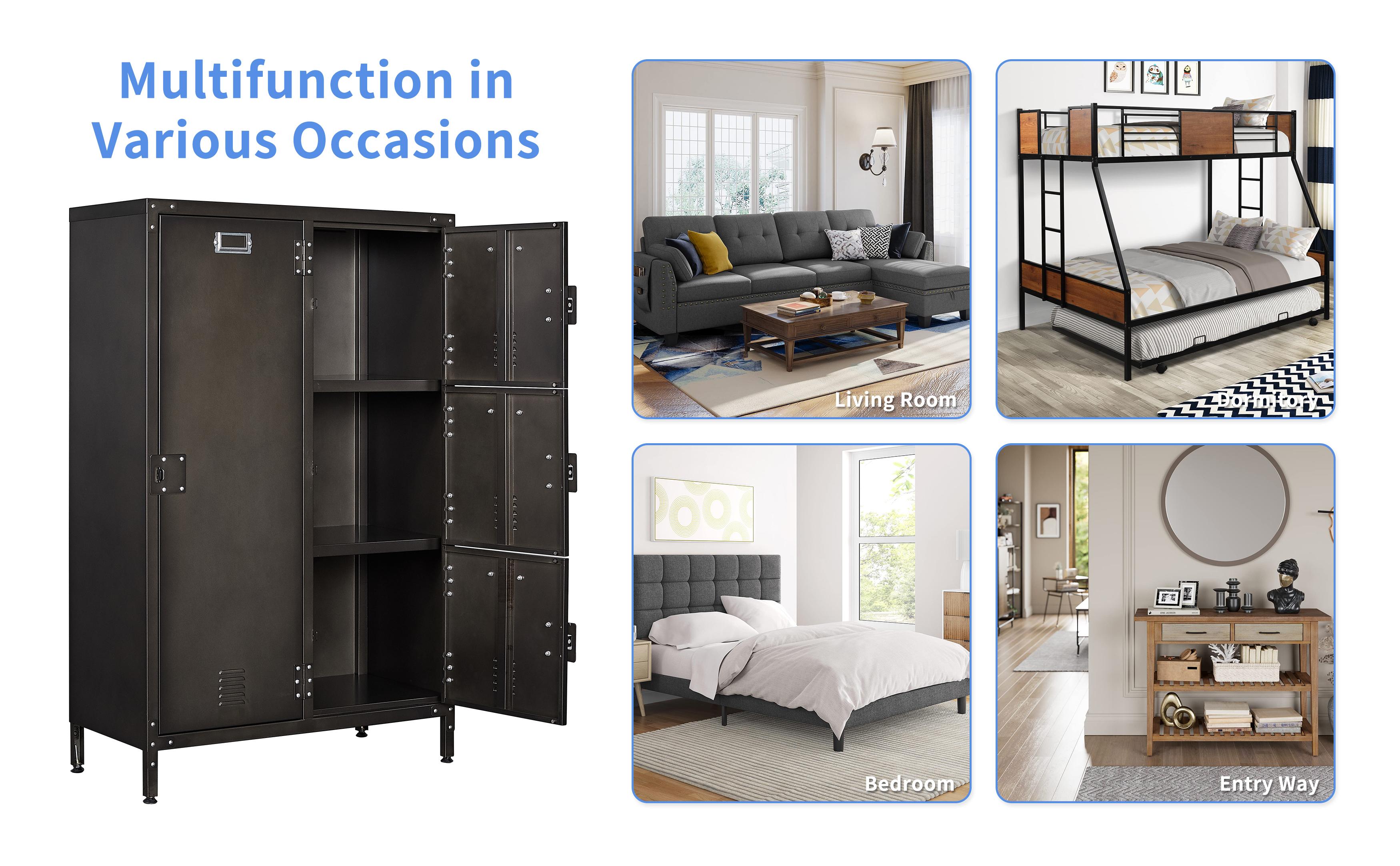 Yizosh Metal Locker with 1 Lockable Door, Industrial Black Steel Storage Locker, 55.1" L x 15" W x 18" D, Modern Style, Perfect for Office, School, Gym, Home Storage Yizosh Metal Locker with 1 Lockable Door, Industrial Black Steel Storage Locker, 55.1" L x 15" W x 18" D, Modern Style, Perfect for Office, School, Gym, Home Storage