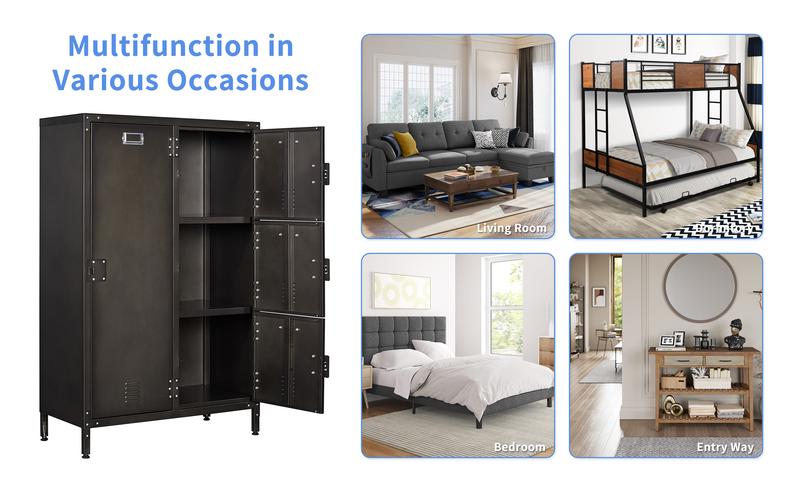 Yizosh Metal Locker with 1 Lockable Door, Industrial Black Steel Storage Locker, 55.1" L x 15" W x 18" D, Modern Style, Perfect for Office, School, Gym, Home Storage Yizosh Metal Locker with 1 Lockable Door, Industrial Black Steel Storage Locker, 55.1" L x 15" W x 18" D, Modern Style, Perfect for Office, School, Gym, Home Storage