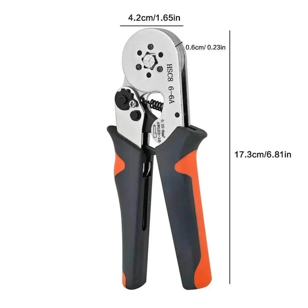Professional Manual Crimping Tool Kit: Multi-Function Hardware Wire terminal Pliers, non-slip Ergonomic hand tools for automotive electrical Repair, Cable connectors, industrial 7 home electronics, Portable mini Crimper with Multi-spec dies.